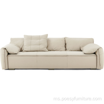 ruang tamu sofa kulit penuh gaya moden Itali